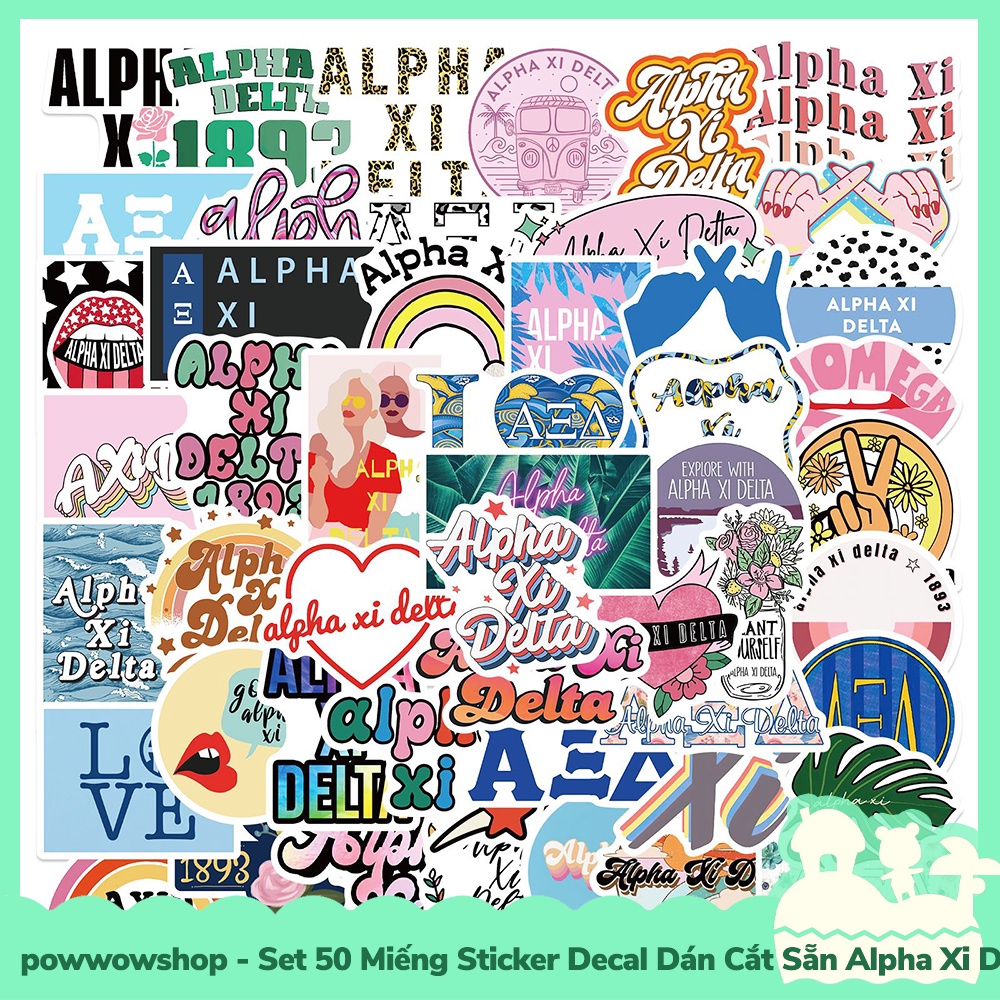 [Sẵn VN - Hỏa Tốc] Set 50 Miếng Sticker Decal Cắt Sẵn DIY Dán Trang Trí Vật Dụng Mẫu Alpha Xi Delta