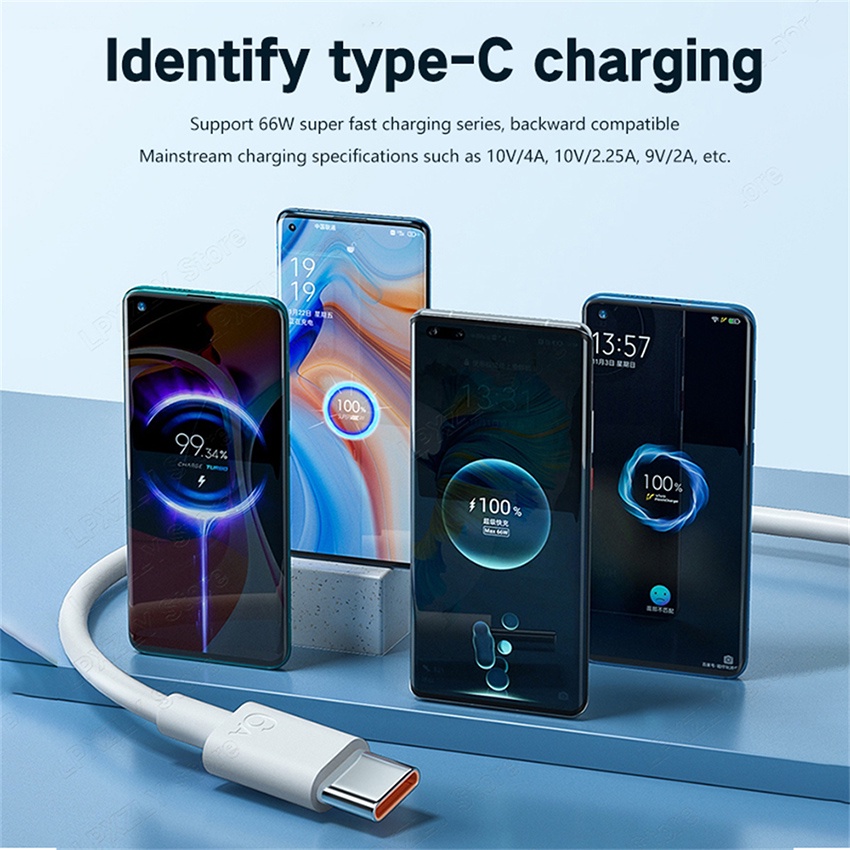 Cáp Sạc Nhanh USB Type C 6A 65W Cho Huawei Xiaomi OPPO