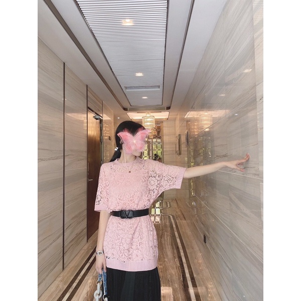 Áo sơ mi voan tay lỡ họa tiết hoa xuyên thấu tinh tế sang trọng LV Louis Vuitton