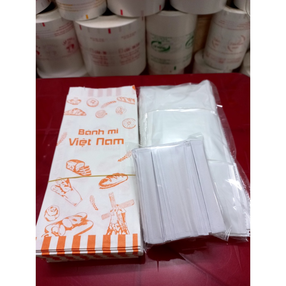 Túi giấy + Khăn lạnh trắng + tăm
