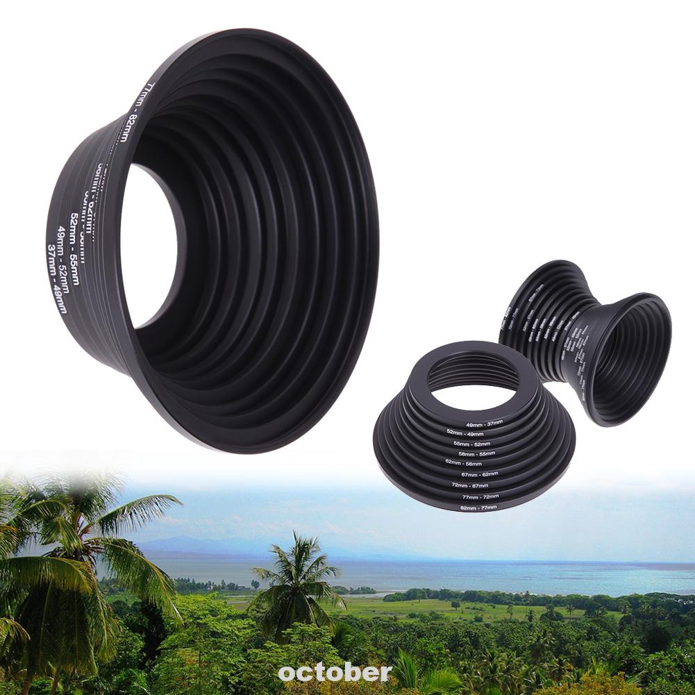 Bộ 18 vòng tăng giảm kích thước ống kính bằng kim loại 37-82mm di động dễ sử dụng cho Canon