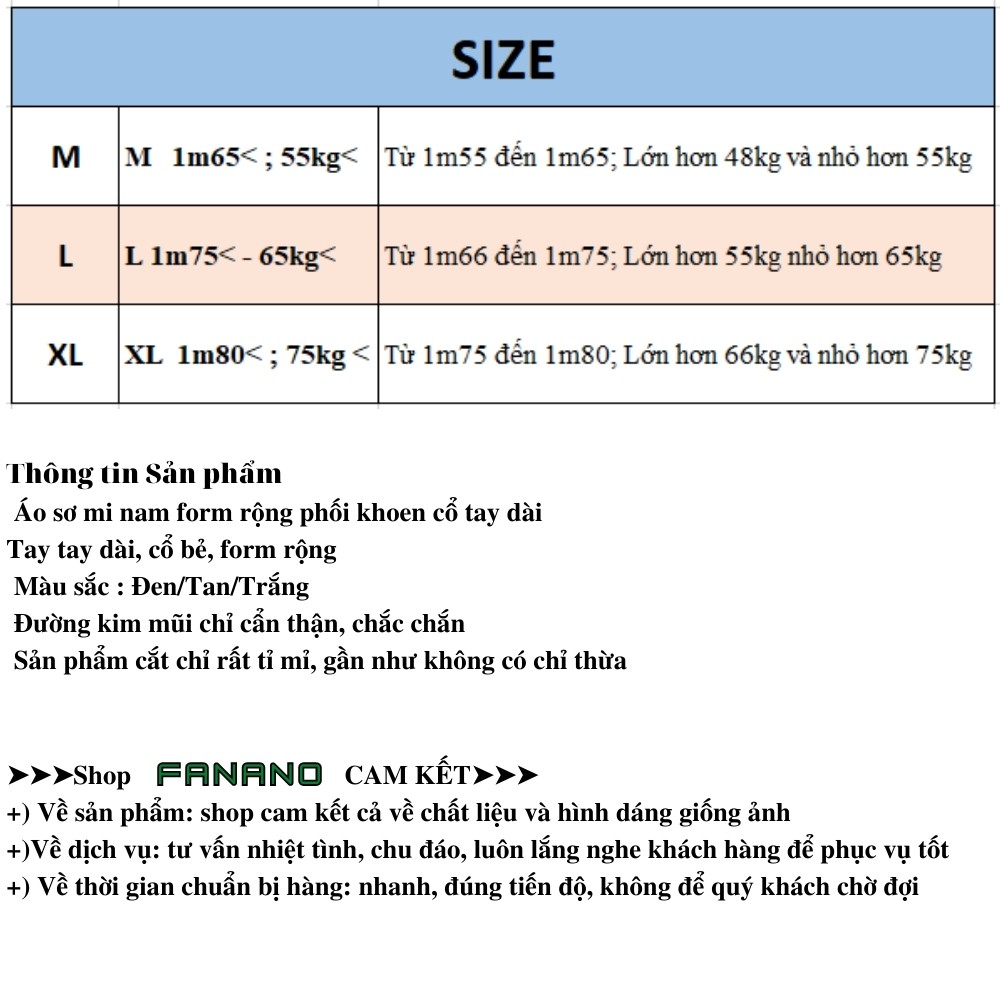 Áo sơ mi nam form rộng phối khoen cổ tay dài FANANO SMK027 | BigBuy360 - bigbuy360.vn