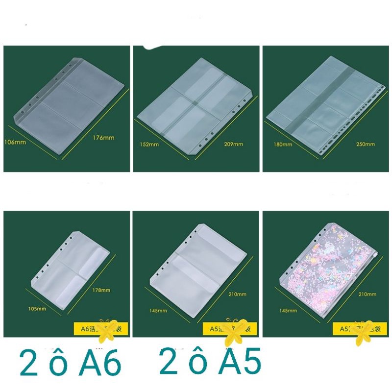 Tấm Sheet PVC dùng cho binder 6 lỗ A5, A6 các loại