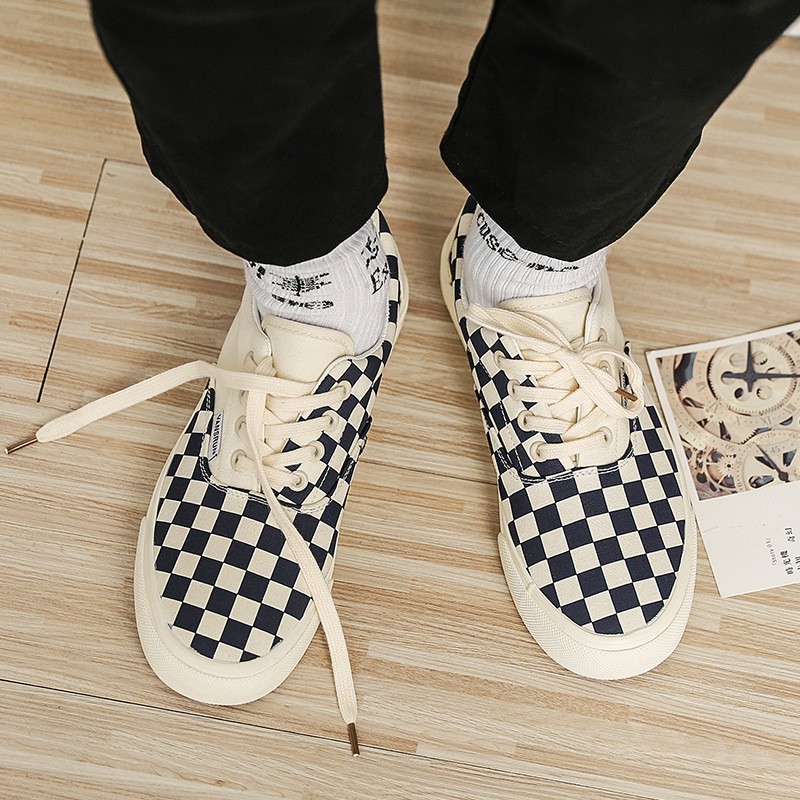 Giày thể thao sneaker Vans caro buộc dây hàng đẹp full box bill dành cho nam nữ