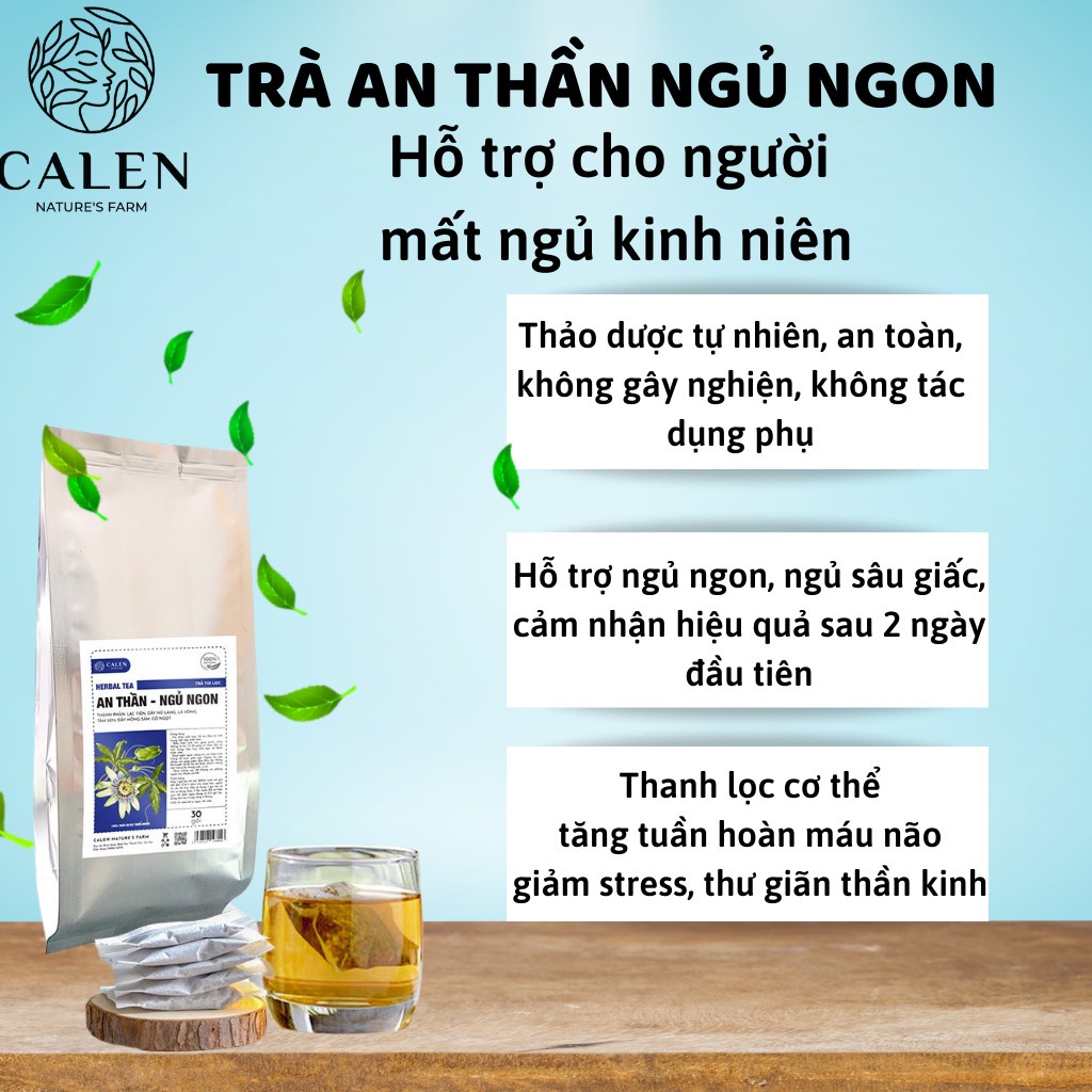 Trà An Thần, Ngủ Ngon cải thiện chứng mất ngủ, khó ngủ, ngủ không sâu giấc Calen Herbal Tea