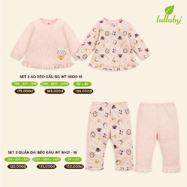 [Lullaby] Set 2 bộ tay dài bèo gấu bé gái siêu xinh