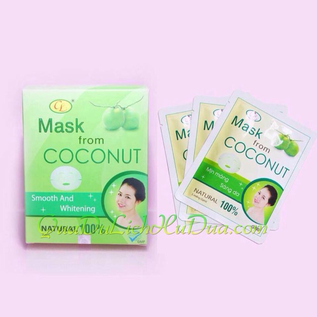 (DEAL 1K )  Hộp 7 miếng mặt nạ dừa Cửu Long NATURAL 100% thiên nhiên cấp ẩm