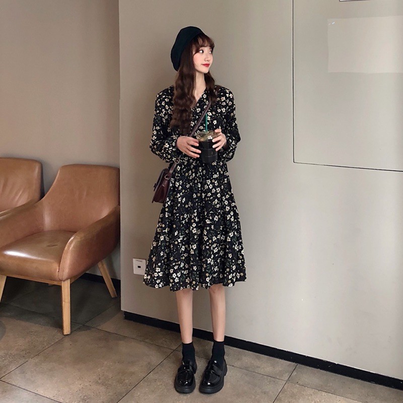 Đầm hoa cúc ulzzang(sẵn)
