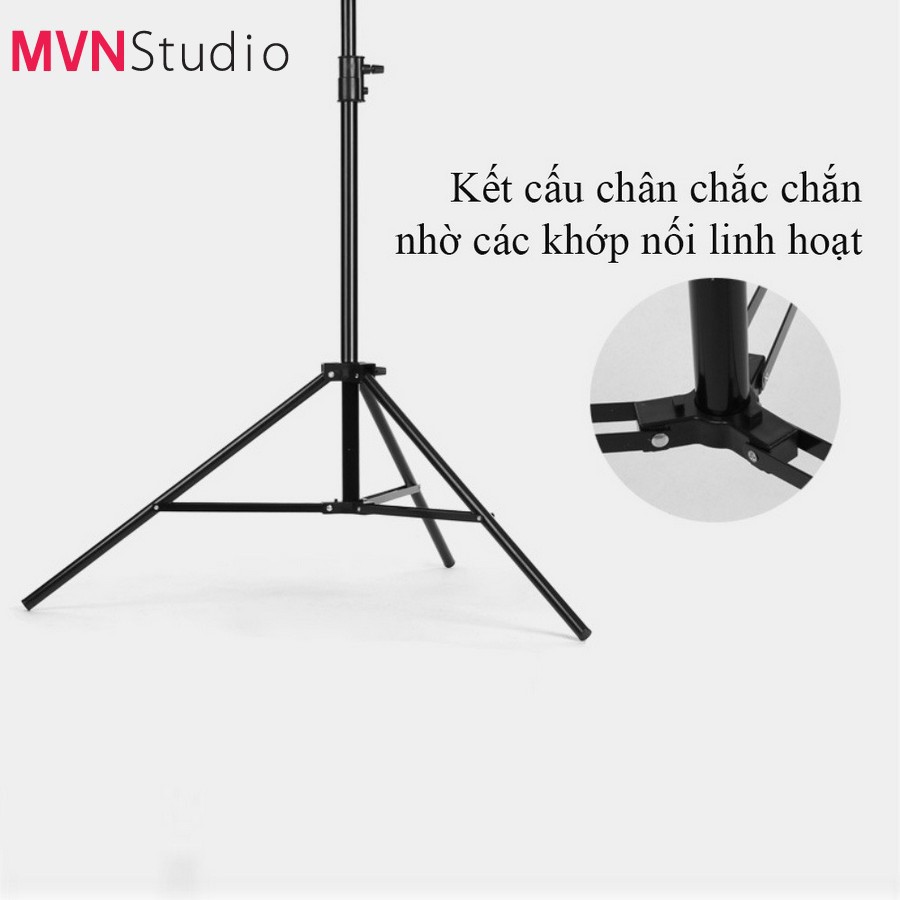 MVN Studio - Chân đèn livestream, studio, flash rời dùng chụp ảnh quay phim chiều cao 2m8 tải trọng 8kg chính hãng Refut