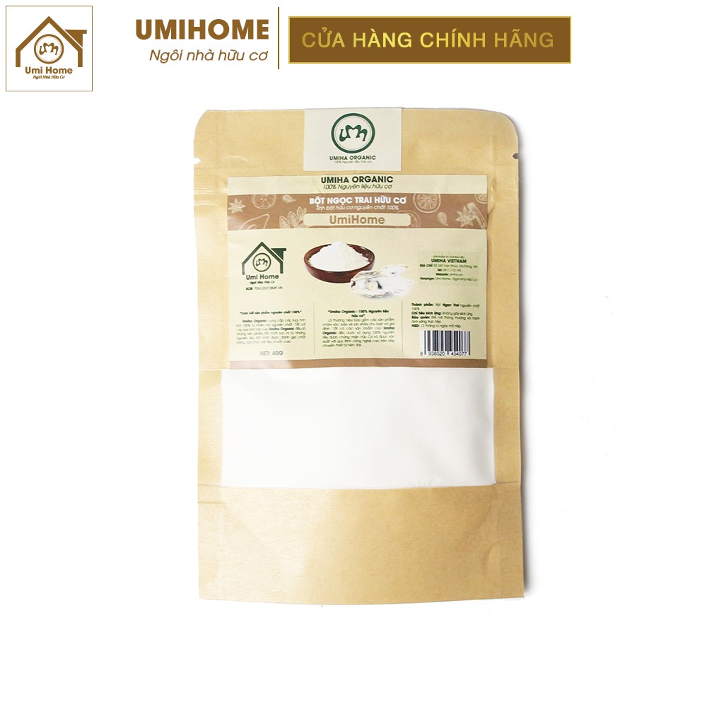 Bột Ngọc Trai đắp mặt nạ hữu cơ UMIHOME nguyên chất 40g | Pearl powder 100% Organic