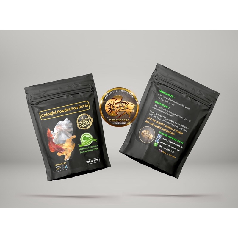 Bột lá bàng 5g - dưỡng cá betta thay thế lá bàng