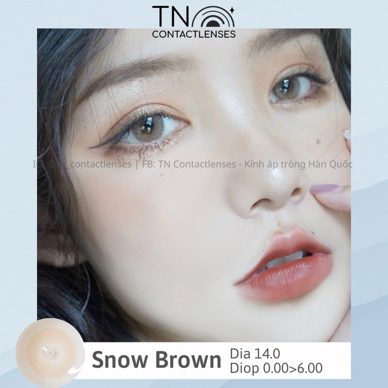 Kính áp tròng Snow Brown nâu sáng tây 14.0 - Độ cận 0->6 - HSD 6 tháng