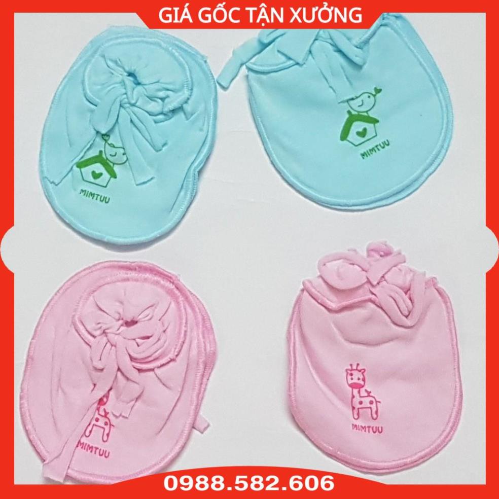 Set Bao Tay + Bao Chân Buộc Dây, Bao Tay Chân Mintu Cho Bé Sơ Sinh Dưới 7kg