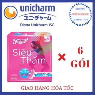 Băng vệ sinh Diana siêu thấm, mỏng cánh, combo 6 gói