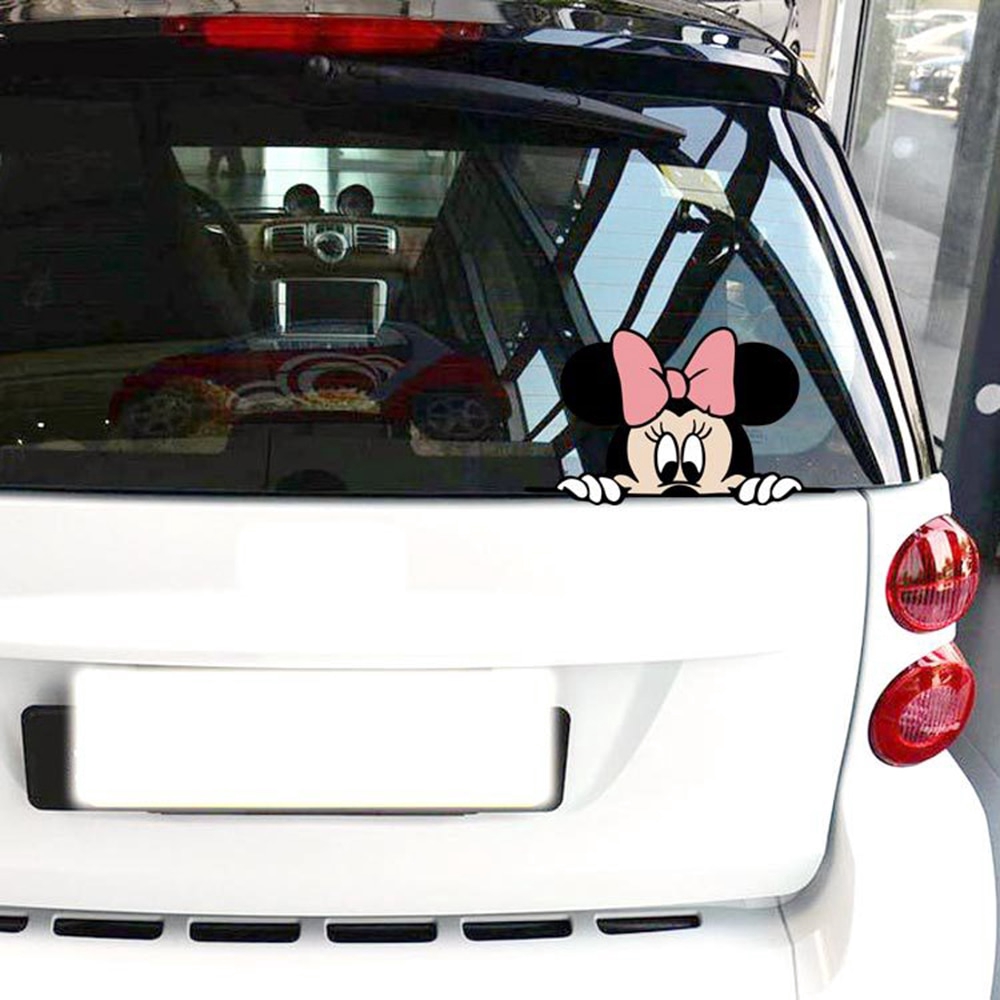 Decal hình chuột Mickey Minnie dán kính chiếu hậu xe hơi