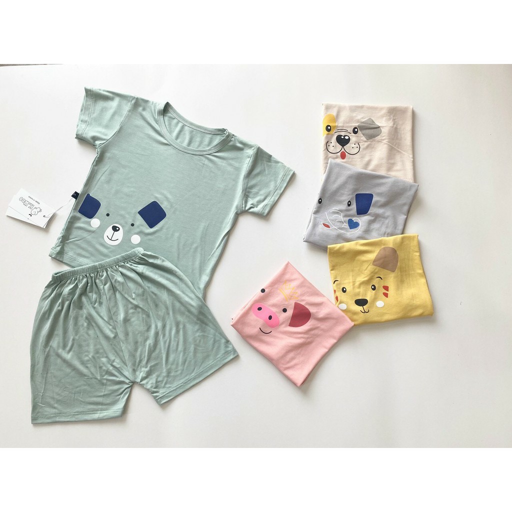 Bộ quần áo cộc tay BIBIKIDS hình thú chất thun lạnh cực mát cho bé từ 0-18 tháng