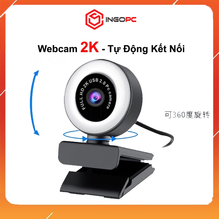 Webcam Máy Tính Có Mic Full HD 2K Cao Cấp, Camera Học Online, Livestream Chính Hãng Giá Rẻ - Shop Ingo PC