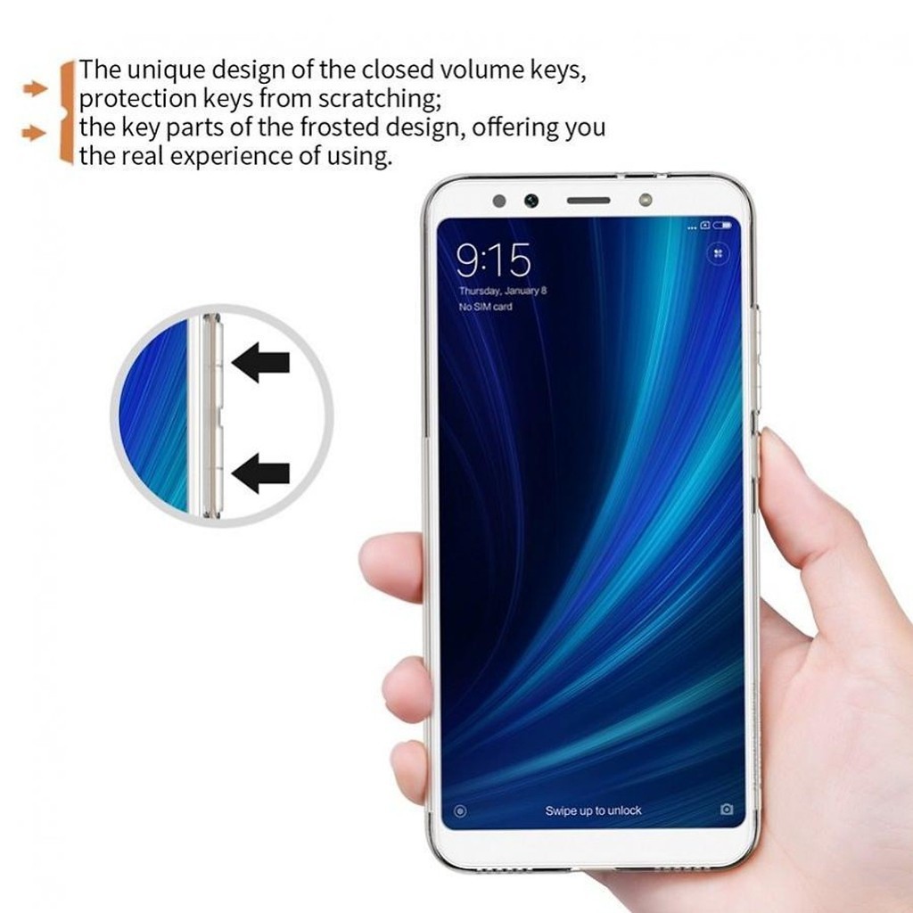 [BH 1 ĐỔI 1] Ốp lưng dẻo hiệu Nillkin cho Xiaomi Mi 6X Nature mỏng 0.6mm (Trong suốt) - Hàng chính hãng