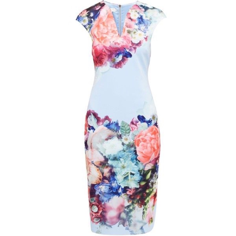 Đầm Ted baker dáng bút chì hoa in siêu đẹp size 3
