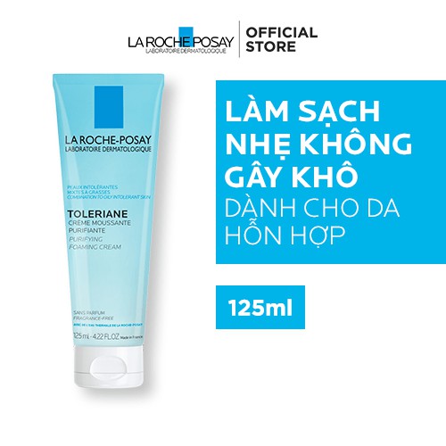 Sữa rửa mặt tạo bọt dành cho da hỗn hợp và da dầu quá nhạy cảm La Roche-Posay Toleriane Foaming Cream 125ml | BigBuy360 - bigbuy360.vn