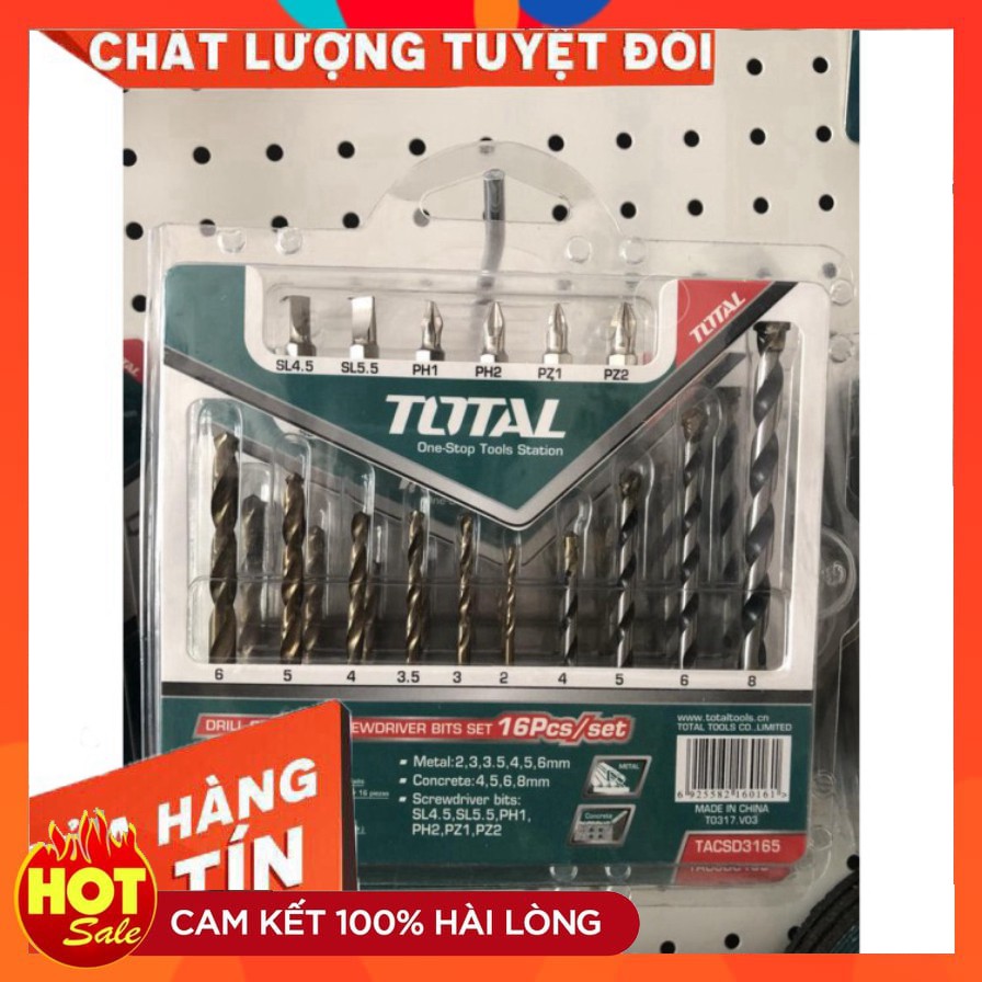 [chính hãng] Bộ Mũi Khoan Đa Năng Và Bắt Vít 16 Chi Tiết Total TACSD3165 [cam kết chất lượng]