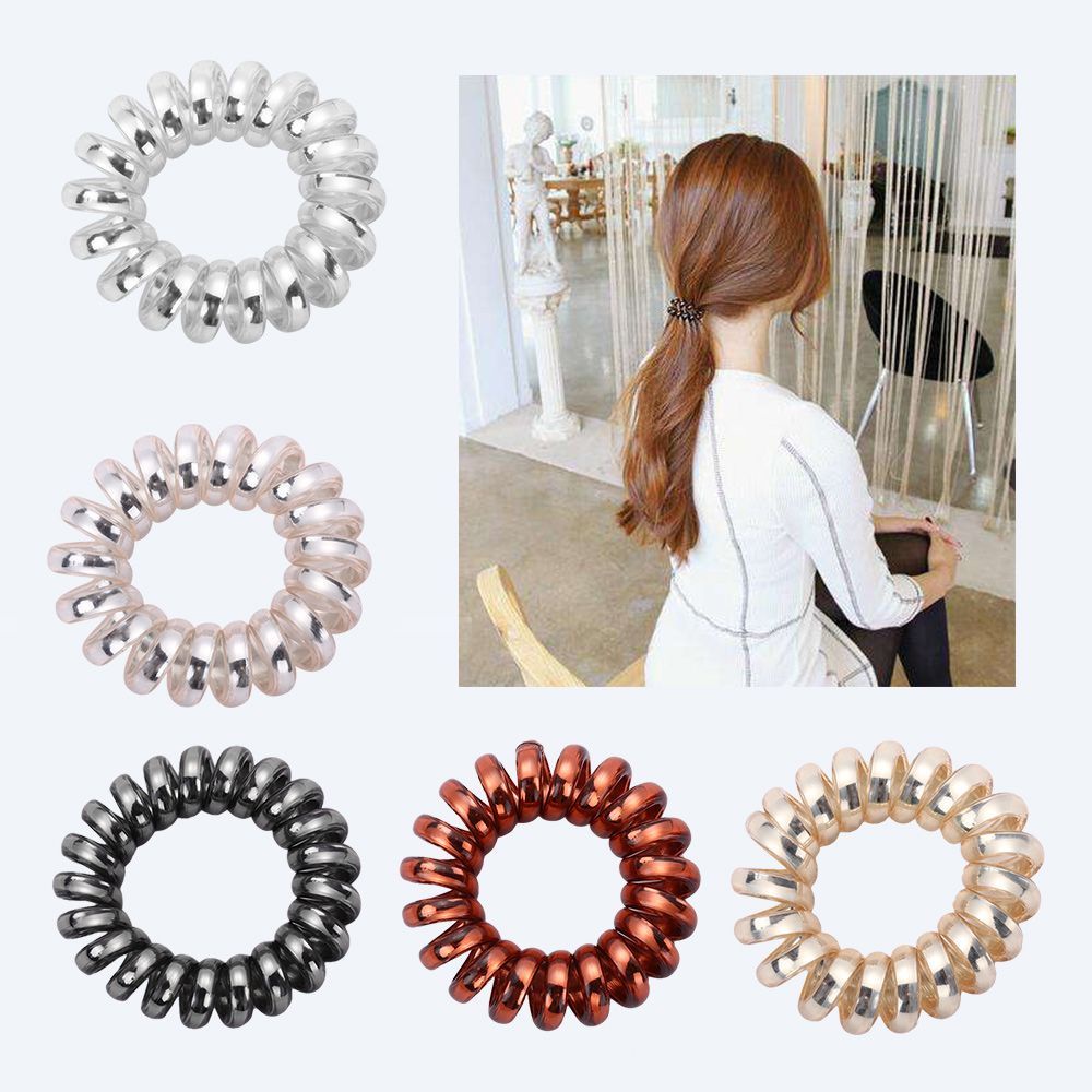 Set 2 Dây Buộc Tóc Cao Su Co Giãn Màu Trơn Thời Trang