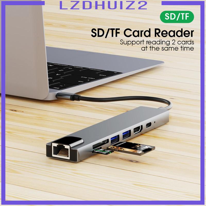 Bộ Chia Bảy Cổng Mạng Ethernet Type C Màu Xám 12.2x1.4x0.6Inches Chuyên Dụng Cho Laptop