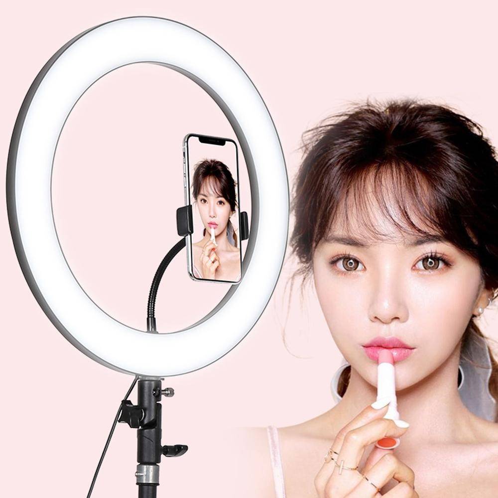 Đèn led vamvo led, ánh sáng vòng selfie 10 "với giá đỡ chân máy và giá đỡ điện thoại, đèn led có độ sáng 3 chế độ ánh sáng và độ sáng 8 để trang điểm, phát trực tiếp, vlog, nhiếp ảnh.