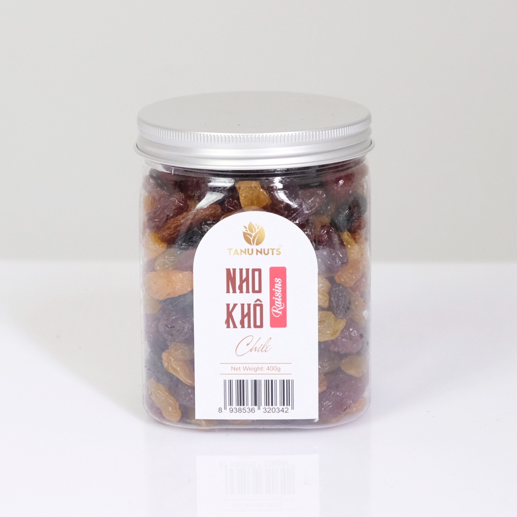 Nho khô Raisins 3 màu TANU NUTS, nho khô không đường Chile sấy chua ngọt