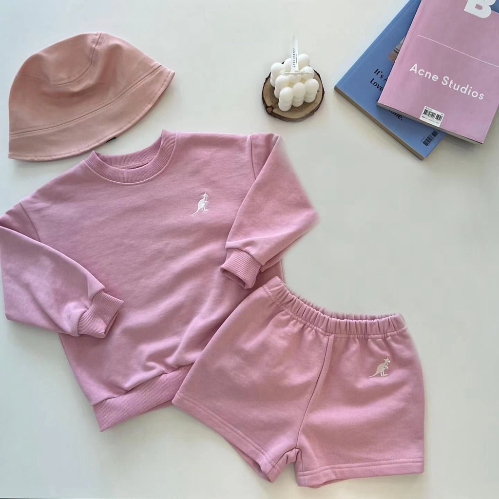 Bộ Đồ Thể Thao Hai Mảnh Áo Thun Và Quần Short Lông Cừu Phong Cách Phương Tây Thời Trang Mùa Thu Hàn Quốc 2022 Mới Dành Cho Bé