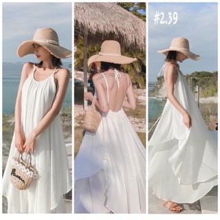 Đầm maxi cổ yếm hở lưng