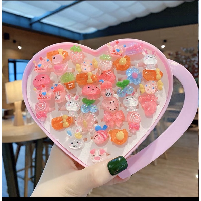 Sét 10 c, 20 c nhẫn nhiều mầu sắc hình dáng dễ thương cho bé gái( nhẫn chọn không trùng lặp)