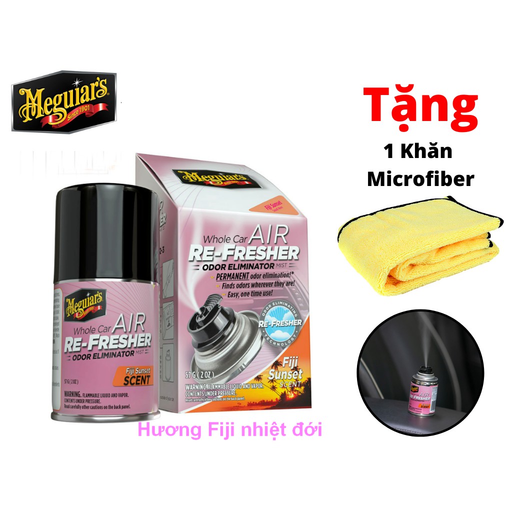 Xịt Khử Mùi Diệt Khuẩn Nội Thất Xe Meguiar's Hương Fiji nhiệt đới Air Refresher G201502 Tặng Khăn