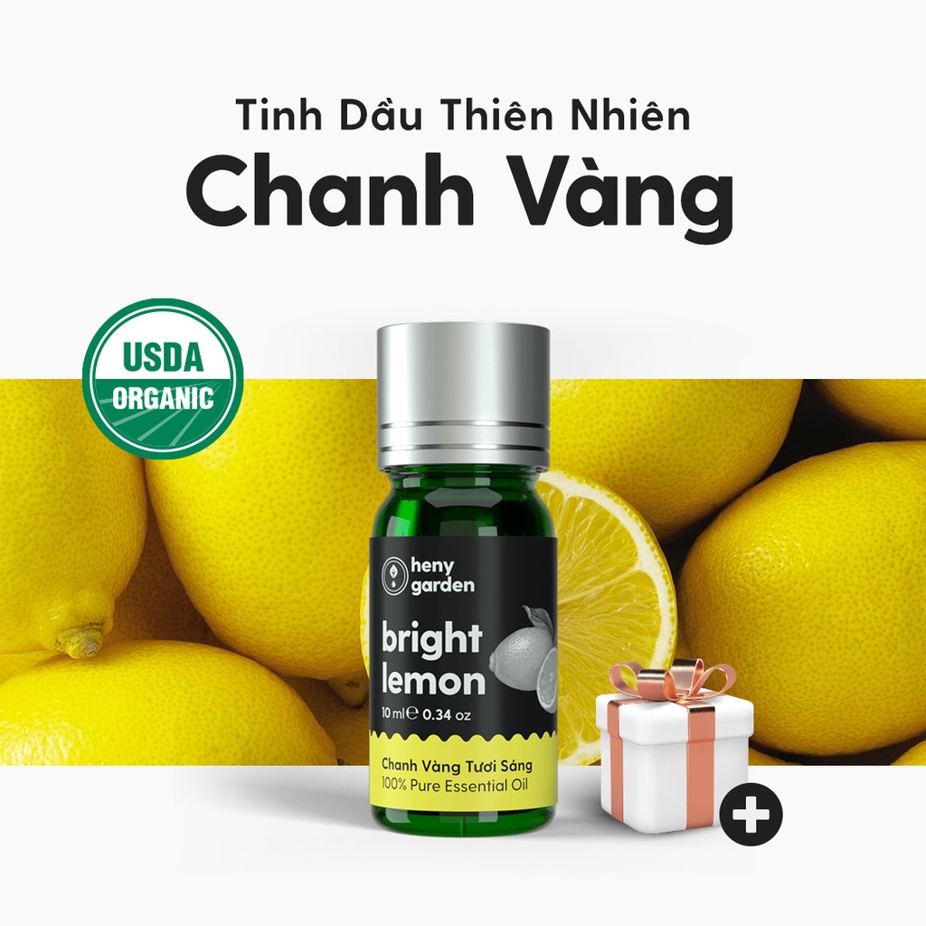 Tinh Dầu Chanh Organic Nguyên Chất Đậm Đặc Xông Thơm Phòng, Làm Nến Thơm Thiên Nhiên, Giúp Dễ Ngủ Heny Garden 10mL