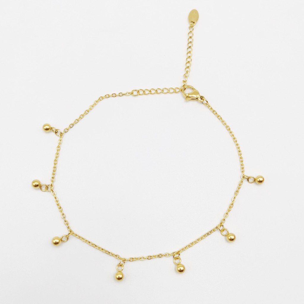 Lắc chân titan nữ không gỉ 7 viên bi nhỏ cá tính sáng màu sử dụng hằng ngày