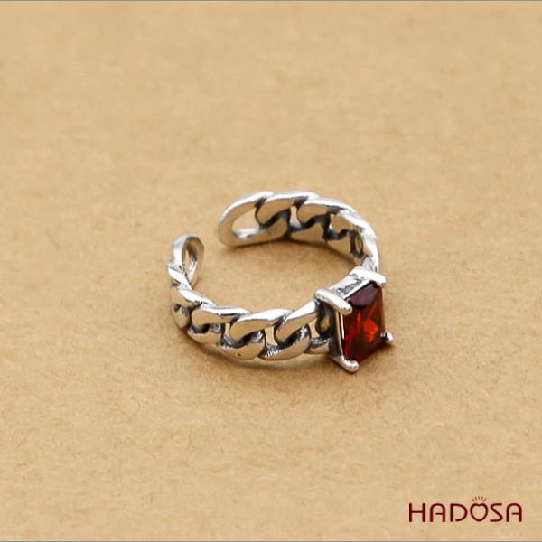 Nhẫn bạc Thái handmade đính đá Hadosa