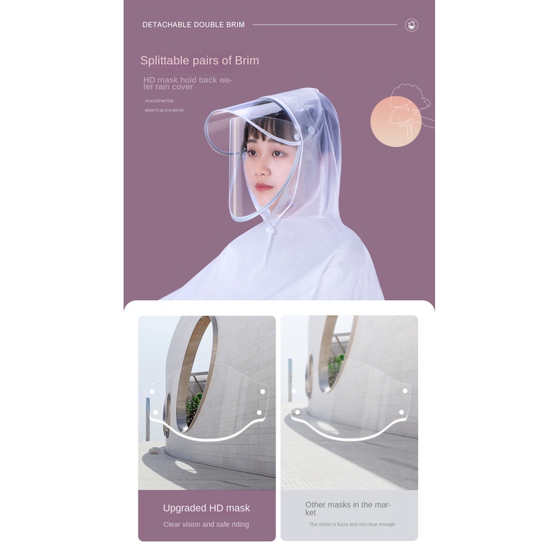 Áo Mưa PVC Dày Trong Suốt Chống Mưa Dùng Đi Xe Đạp Điện Dành Cho Người Lớn