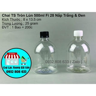 Combo 100 chai nhựa tròn lùn 500ml nắp vặn fi 28 miệng nhỏ