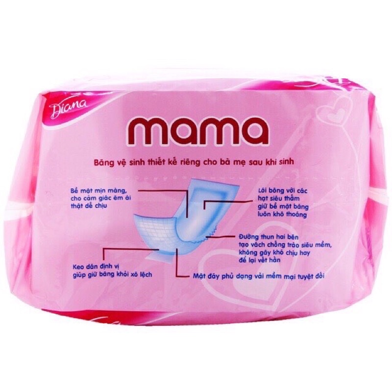 Bỉm/băng vệ sinh sau sinh DIANA MAMA thấm hút tuyệt đối cho mẹ(bịch 12 miếng)-betuti