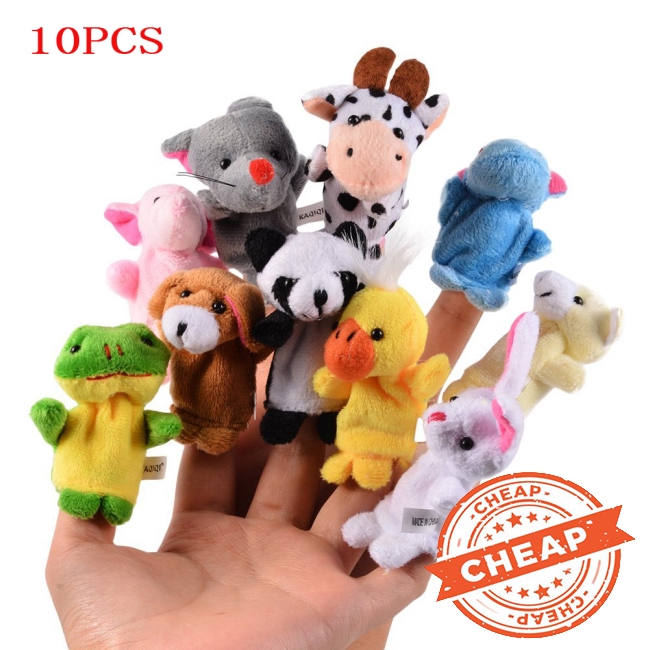 16pcs Cartoon Animal Plush Finger Puppets Set Cute Dolls  for Children, Story Time, Shows, Schools