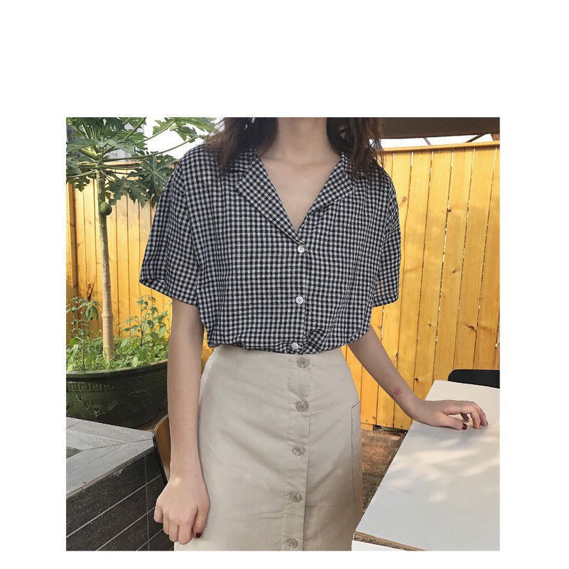 Ao so mi nu co Vest soc Caro vuong nho thoi trang cao cap