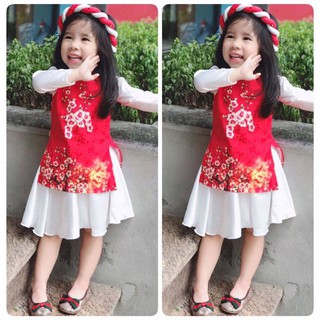 Áo dài cách tân hồng cho bé gái