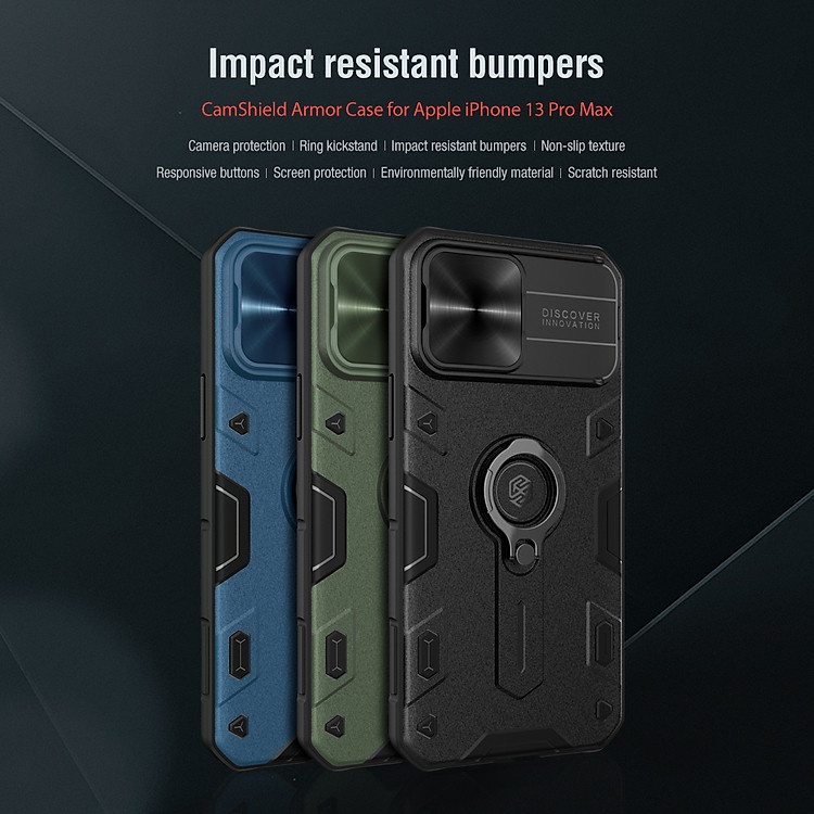 Ốp Lưng Nillkin CamShield Armor Cho iPhone 13 / 13 Pro / iPhone 13 Pro Max - Hàng Nhập Khẩu.