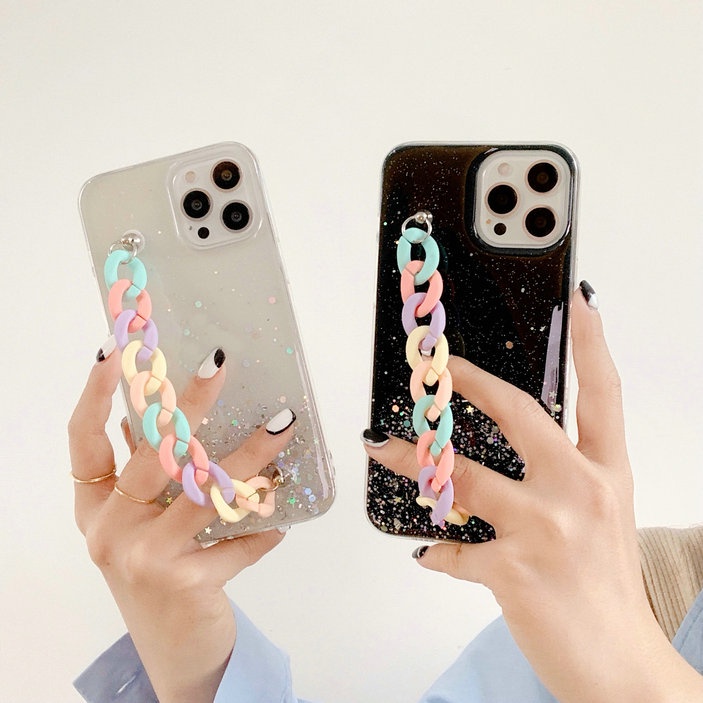 Fashion Casing Sansung J5 J7 2016 J2 2018 J7 Pro Prime J4 J6 J8 Macaron Chain Cover Transparent Drop-resistant Phone Back Case