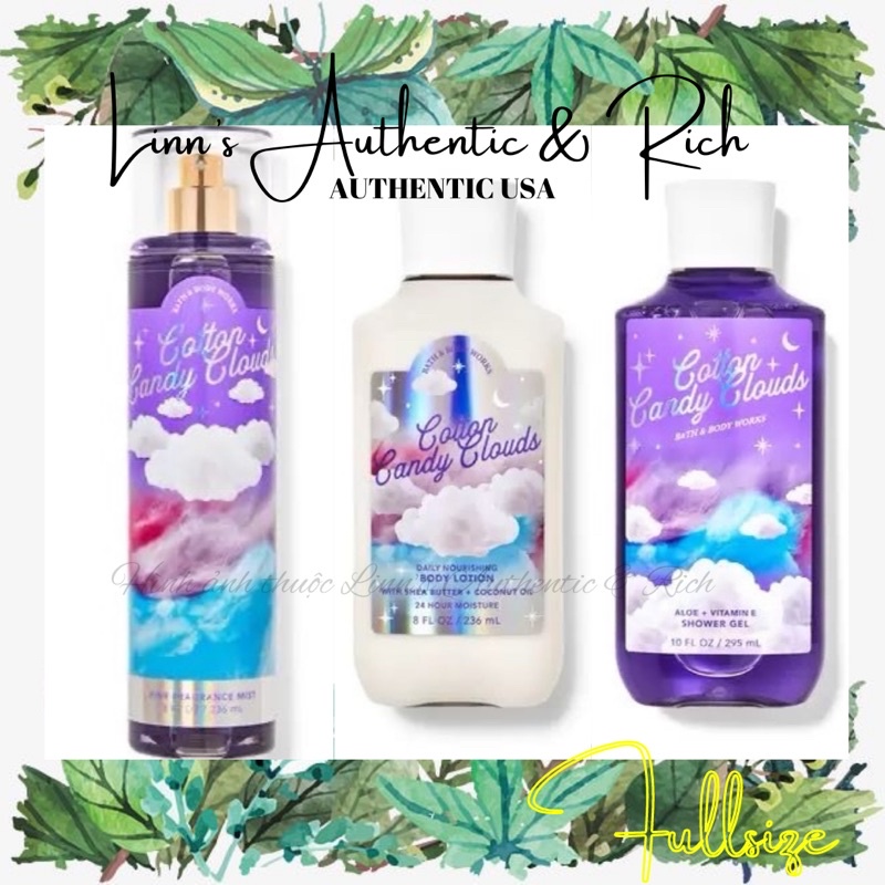 Auth_Fullsize COTTON CANDY CLOUDS|FRUITY SHERBER SCOOP |ƯUHIPPED COCONUT MILKSHAKE - Xịt Thơm Body Mist Toàn Thân Usa