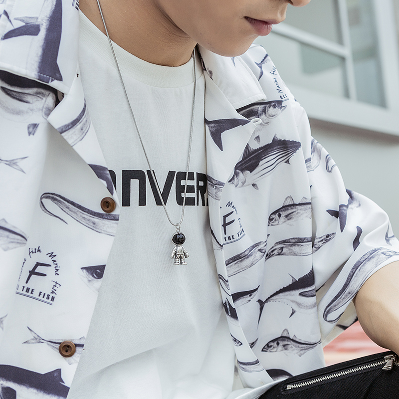 Vòng Cổ Gắn Mặt Hình Phi Hành Gia Độc Đáo Phong Cách Hip-Hop Hàn Quốc