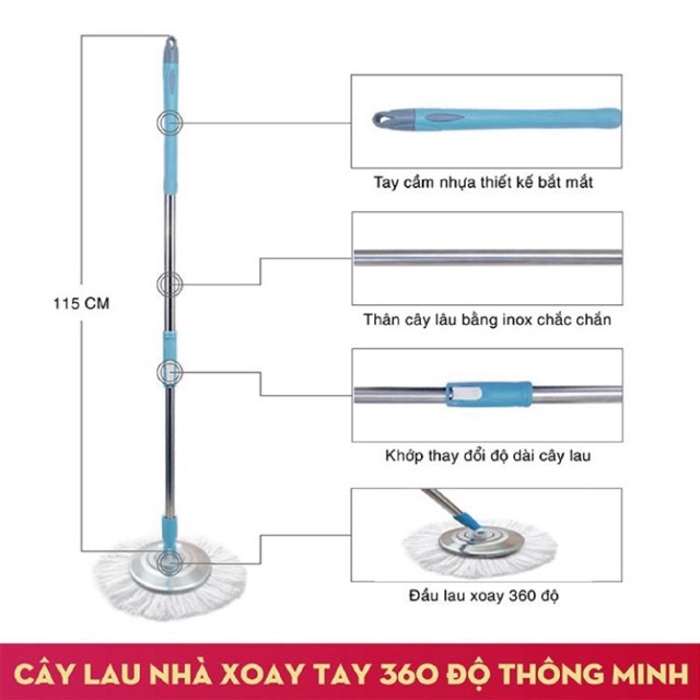 [ GIÁ HỦY DIỆT ] Bộ cây lau nhà thông minh 360 Easy Mop [ CHẤT LƯỢNG ]