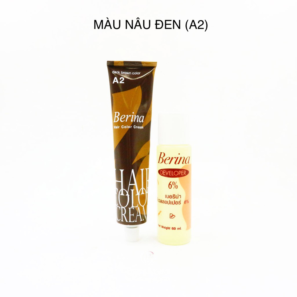 [NHUỘM RẺ] Thuốc nhuộm tóc BERINA A1 (màu đen), A2 (màu nâu đen) giá rẻ, xuất xứ Thái Lan, chuyên dùng để phủ bạc