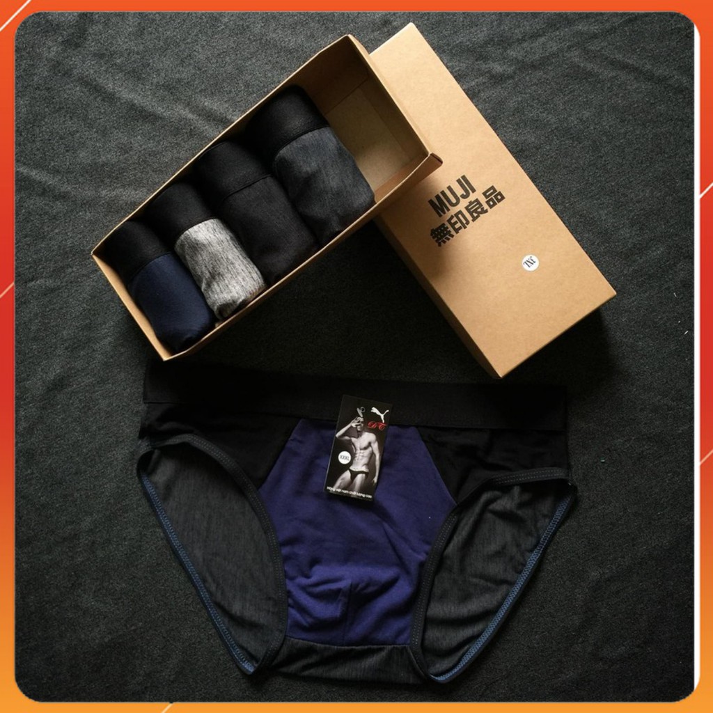 [HÀNG VNXK] Quần sịp cotton tam giác Muji trơn cho nam - Quần lót nam màu lẫn