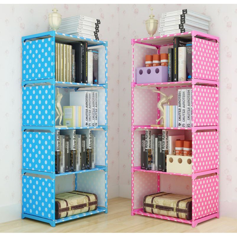 (𝗚𝗶𝗮́ 𝗦𝗶̉) Tủ Vải Đựng Sách, Kệ Sách 4 Tầng Lắp Ghép, Tủ Vải Khung Sắt Đựng Đồ Đa Năng Tiện Lợi Chính Hãng Amalife